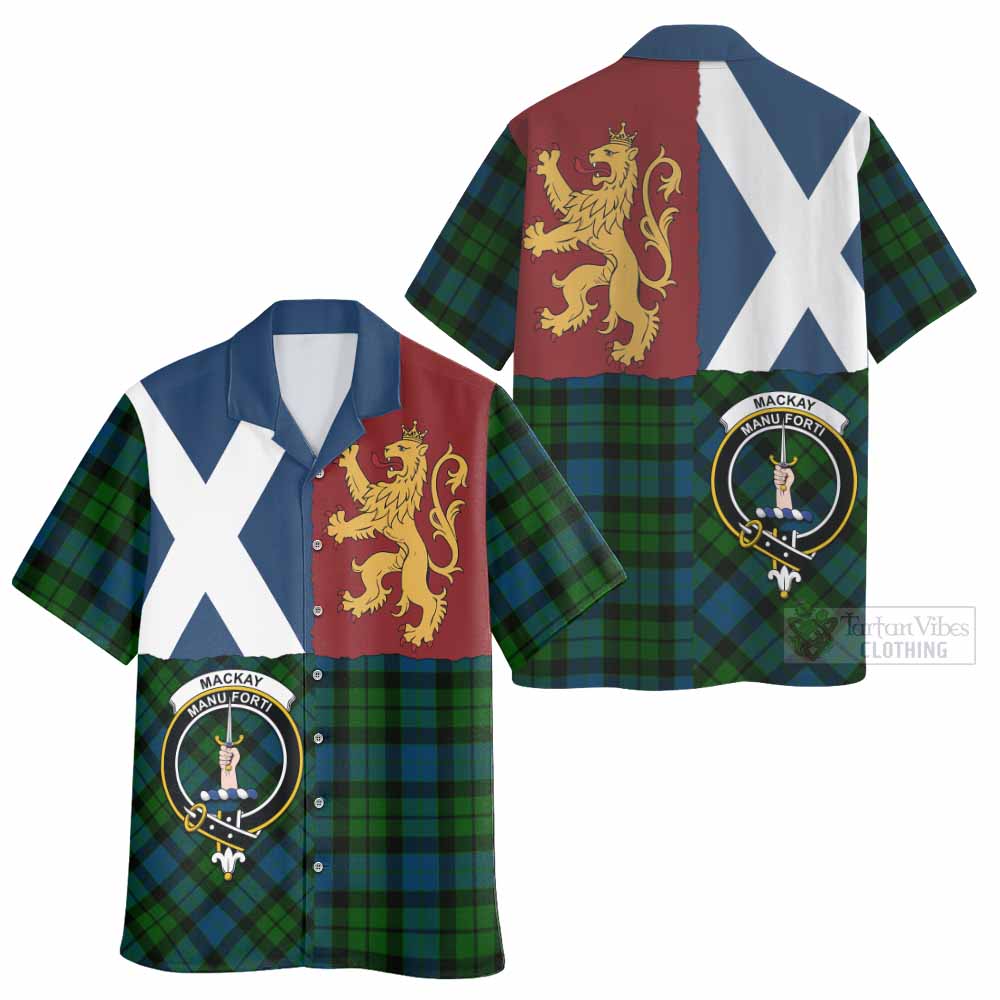 MacKay (McKay) Crest Tartan Hawaiian Shirt with Lion Rampant Saltire Style