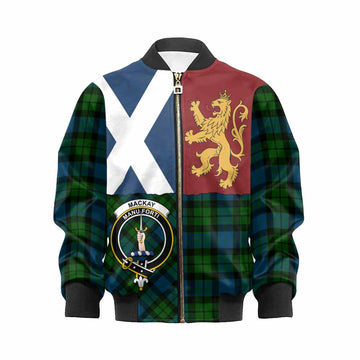MacKay (McKay) Crest Tartan Kid Bomber Jacket with Lion Rampant Saltire Style