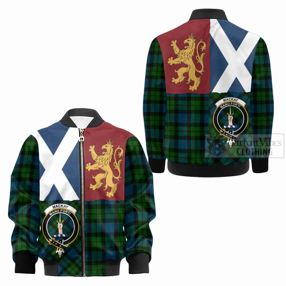MacKay (McKay) Crest Tartan Kid Bomber Jacket with Lion Rampant Saltire Style - Tartan Vibes Clothing
