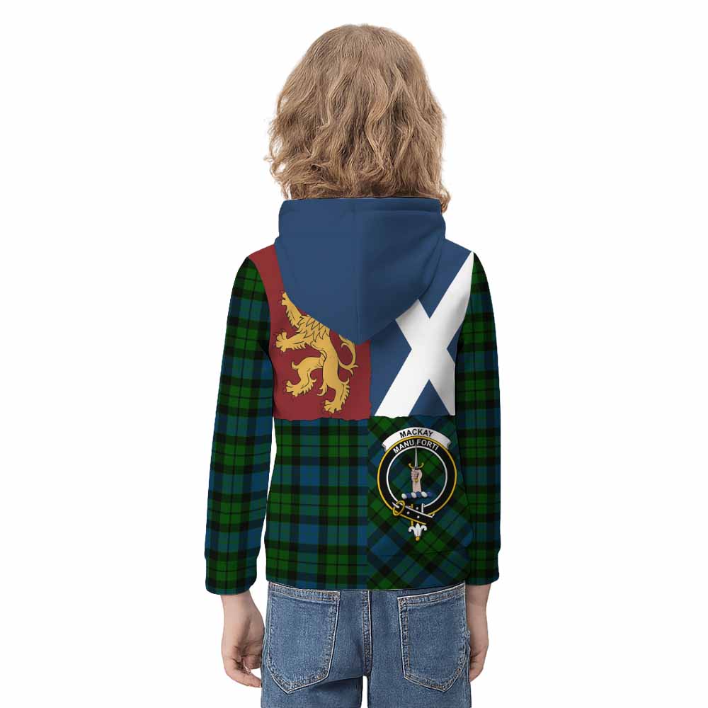 MacKay (McKay) Crest Tartan Kid Hoodie with Lion Rampant Saltire Style - Tartan Vibes Clothing