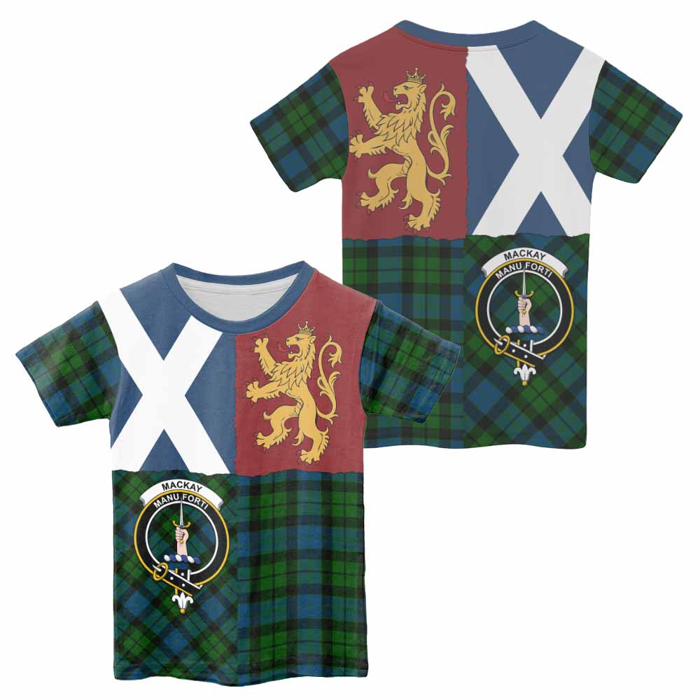 MacKay (McKay) Crest Tartan Kid T-shirt with Lion Rampant Saltire Style - Tartan Vibes Clothing