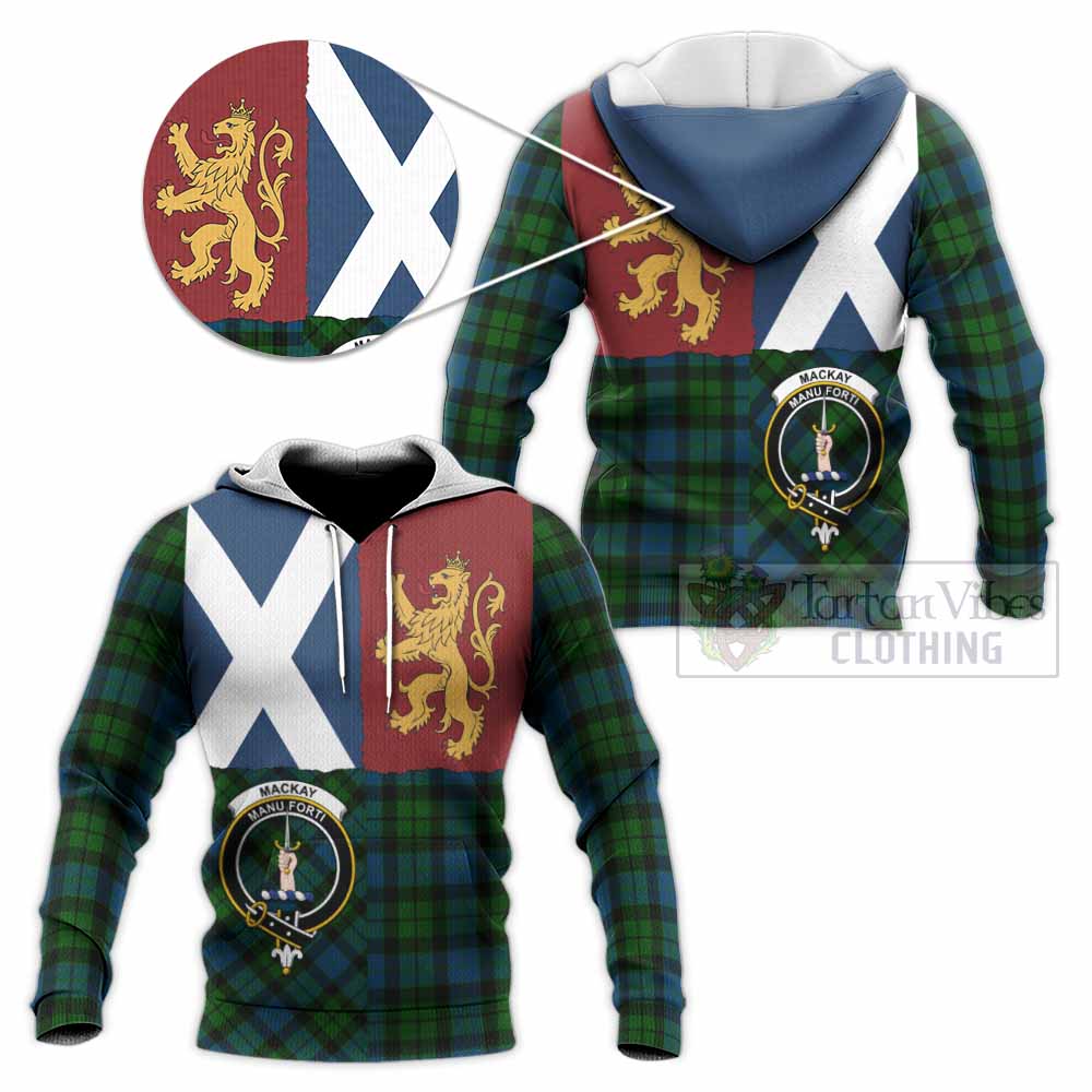 MacKay (McKay) Crest Tartan Knitted Hoodie with Lion Rampant Saltire Style