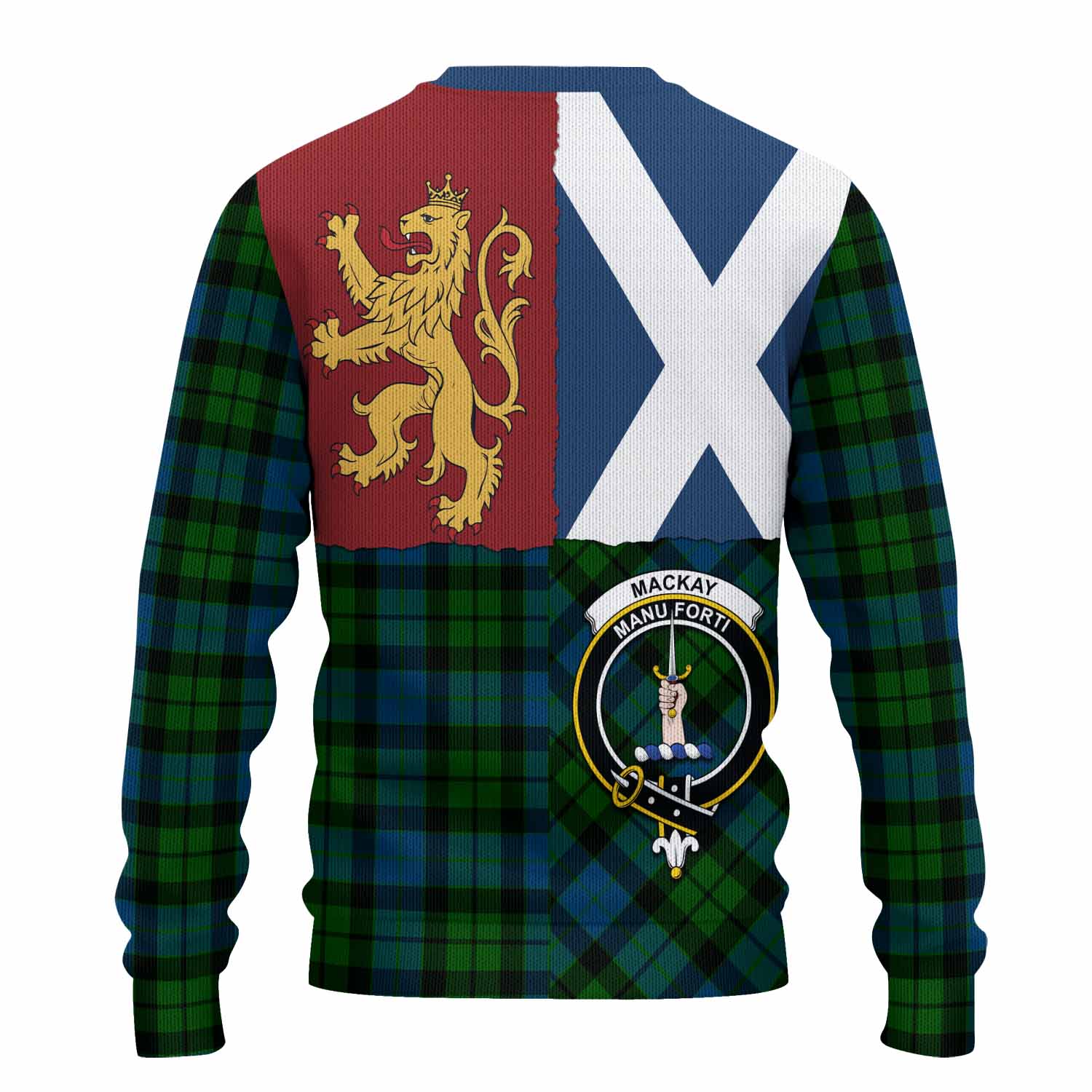 MacKay (McKay) Crest Tartan Knitted Sweater with Lion Rampant Saltire Style