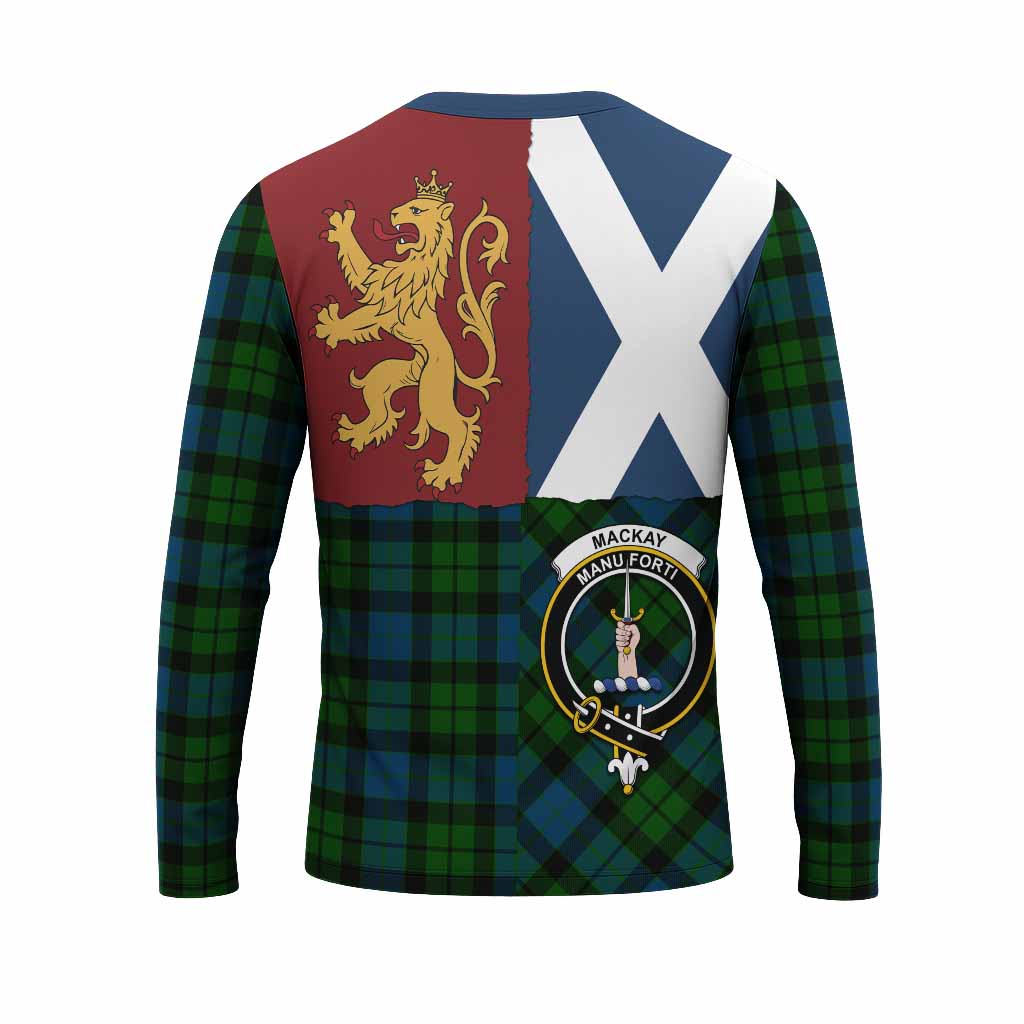 MacKay (McKay) Crest Tartan Long Sleeve T-Shirt with Lion Rampant Saltire Style