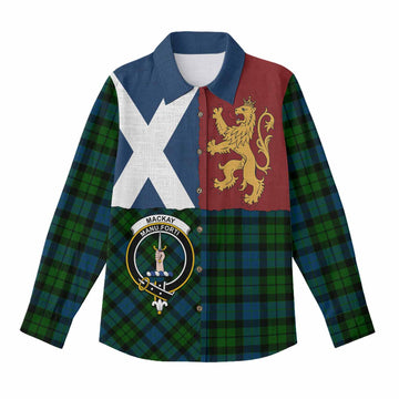 MacKay (McKay) Crest Tartan Women Casual Shirt with Lion Rampant Saltire Style