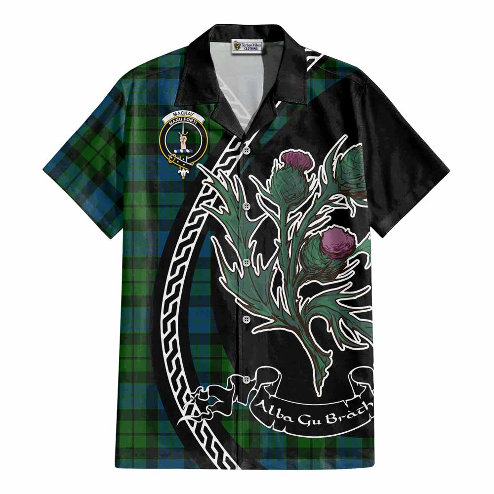 MacKay (McKay) Family Crest Tartan Cotton Hawaiian Shirt Alba Thistle Inspired - Tartan Vibes Clothing