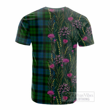 MacKay (McKay) Family Crest Tartan Cotton T-shirt Scottish Thistle Flower Pattern Half Style - Tartan Vibes Clothing