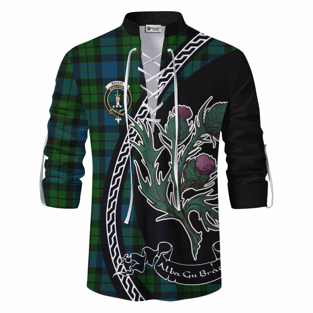 MacKay (McKay) Family Crest Tartan Ghillie Shirt Alba Thistle Inspired - Tartan Vibes Clothing