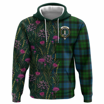 MacKay (McKay) Family Crest Tartan Hoodie Scottish Thistle Flower Pattern Half Style