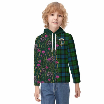 MacKay (McKay) Family Crest Tartan Kid Hoodie Scottish Thistle Flower Pattern Half Style