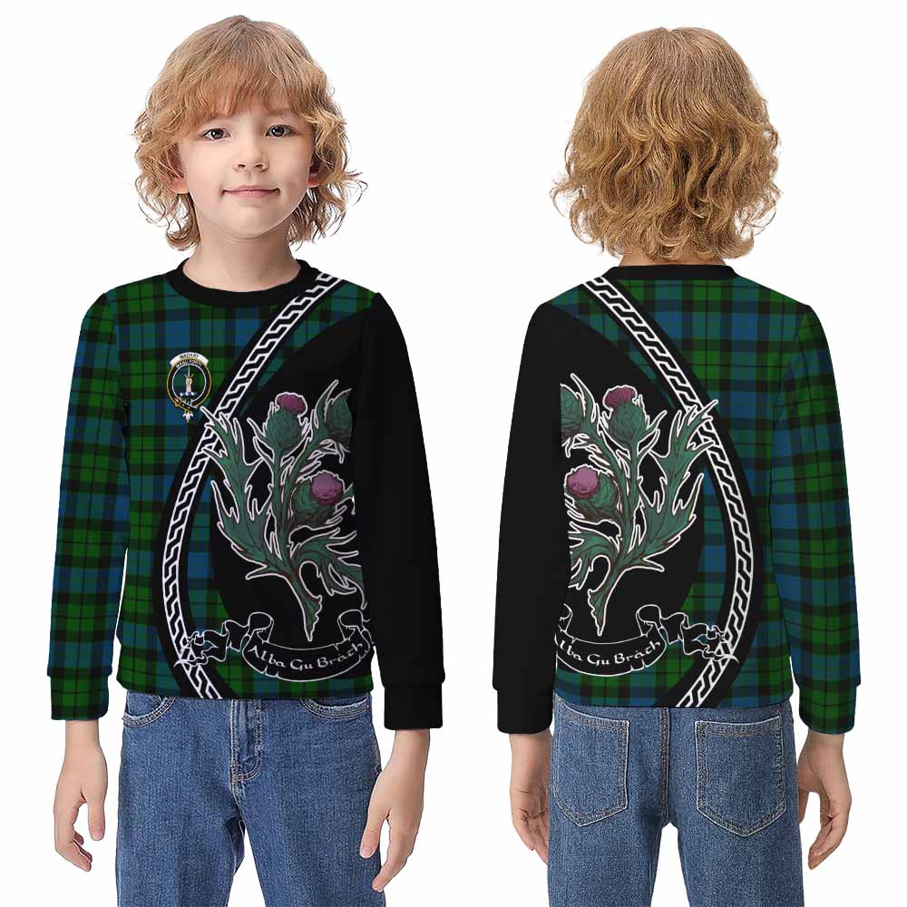 MacKay (McKay) Family Crest Tartan Kid Knitted Sweatshirt Alba Thistle Inspired - Tartan Vibes Clothing