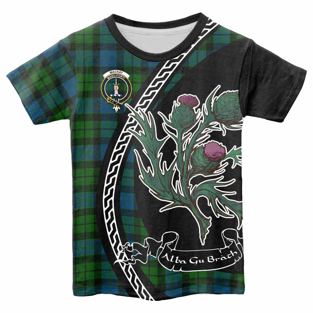 MacKay (McKay) Family Crest Tartan Kid T-shirt Alba Thistle Inspired - Tartan Vibes Clothing