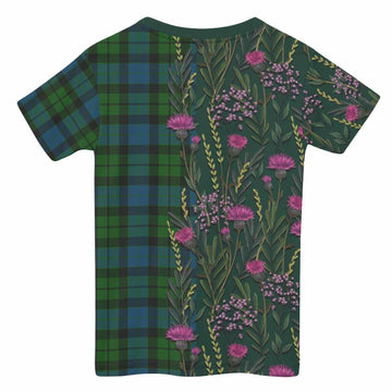 MacKay (McKay) Family Crest Tartan Kid T-shirt Scottish Thistle Flower Pattern Half Style