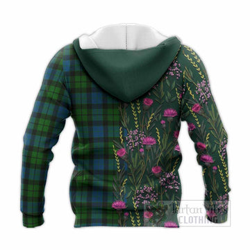 MacKay (McKay) Family Crest Tartan Knitted Hoodie Scottish Thistle Flower Pattern Half Style