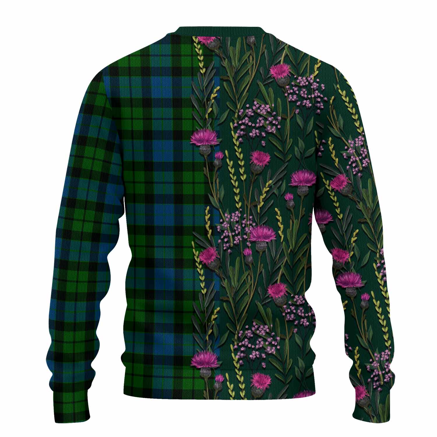 MacKay (McKay) Family Crest Tartan Knitted Sweater Scottish Thistle Flower Pattern Half Style - Tartan Vibes Clothing