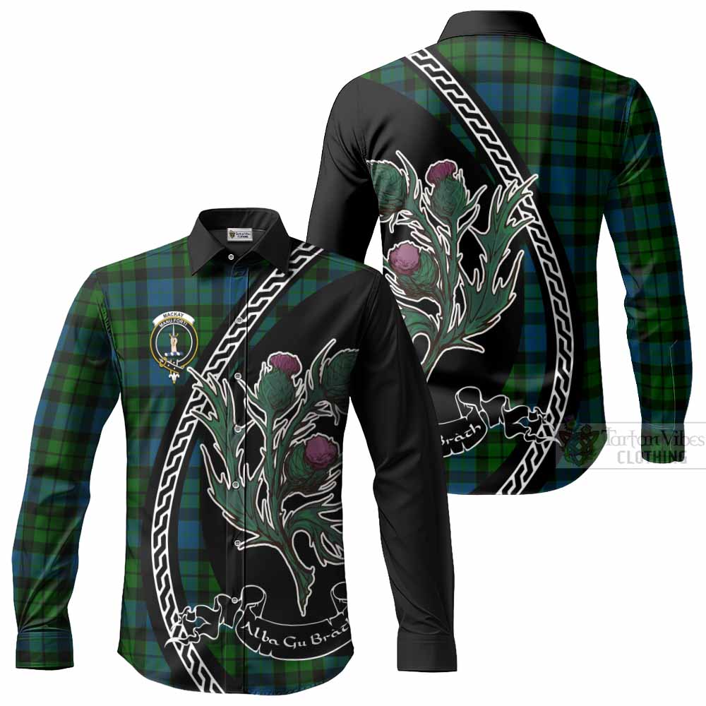 MacKay (McKay) Family Crest Tartan Long Sleeve Button Shirts Alba Thistle Inspired - Tartan Vibes Clothing