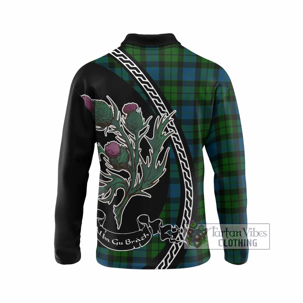 MacKay (McKay) Family Crest Tartan Long Sleeve Polo Shirt Alba Thistle Inspired - Tartan Vibes Clothing