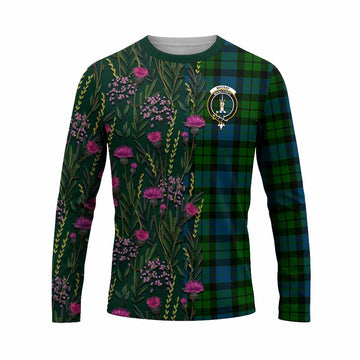 MacKay (McKay) Family Crest Tartan Long Sleeve T-Shirt Scottish Thistle Flower Pattern Half Style - Tartan Vibes Clothing