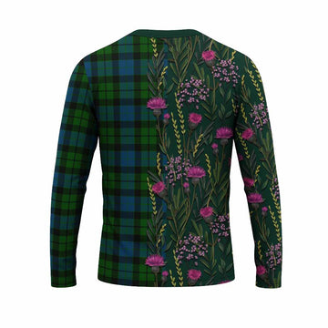 MacKay (McKay) Family Crest Tartan Long Sleeve T-Shirt Scottish Thistle Flower Pattern Half Style - Tartan Vibes Clothing