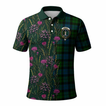 MacKay (McKay) Family Crest Tartan Polo Shirt Scottish Thistle Flower Pattern Half Style