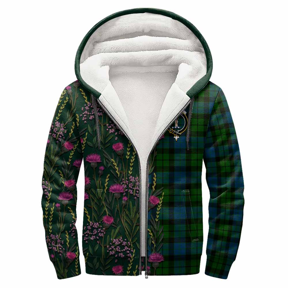 MacKay (McKay) Family Crest Tartan Sherpa Hoodie Scottish Thistle Flower Pattern Half Style - Tartan Vibes Clothing