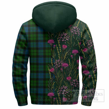 MacKay (McKay) Family Crest Tartan Sherpa Hoodie Scottish Thistle Flower Pattern Half Style