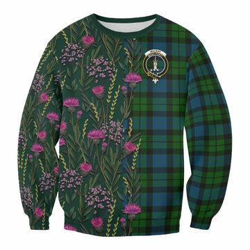 MacKay (McKay) Family Crest Tartan Sweatshirt Scottish Thistle Flower Pattern Half Style