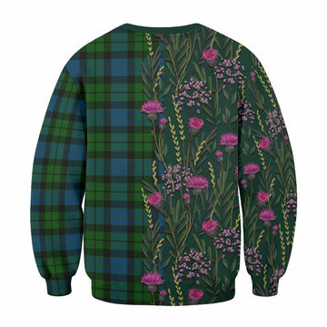 MacKay (McKay) Family Crest Tartan Sweatshirt Scottish Thistle Flower Pattern Half Style