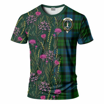 MacKay (McKay) Family Crest Tartan T-Shirt Scottish Thistle Flower Pattern Half Style - Tartan Vibes Clothing