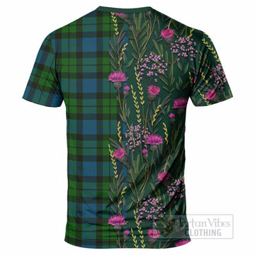 MacKay (McKay) Family Crest Tartan T-Shirt Scottish Thistle Flower Pattern Half Style - Tartan Vibes Clothing
