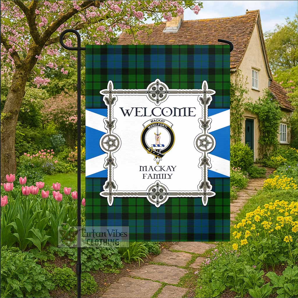 MacKay (McKay) Family Crest Tartan Welcome Garden Flag Saltire Harmony Style - Tartan Vibes Clothing