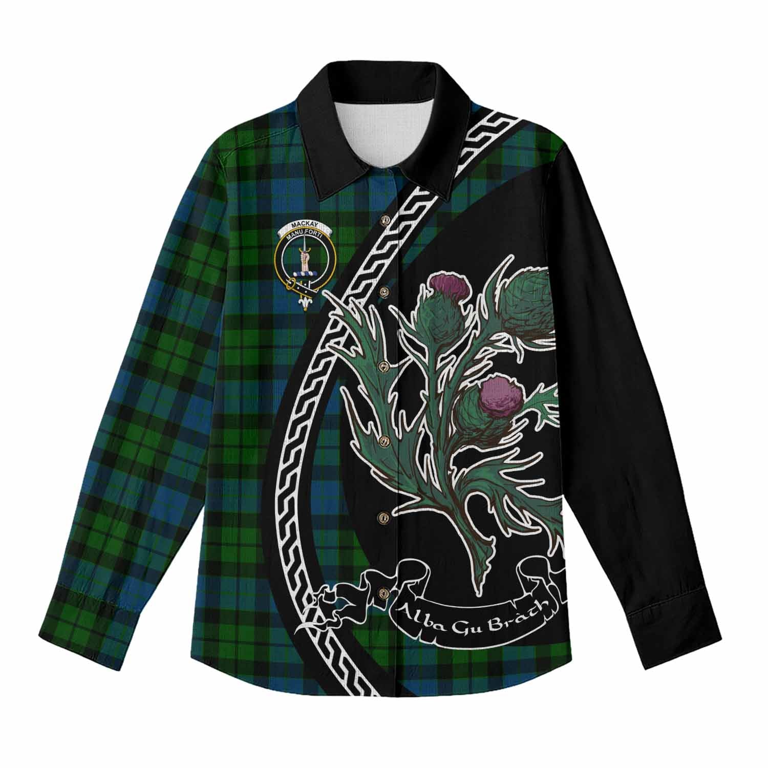 MacKay (McKay) Family Crest Tartan Women Casual Shirt Alba Thistle Inspired - Tartan Vibes Clothing