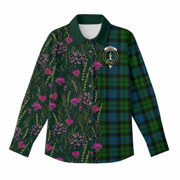 MacKay (McKay) Family Crest Tartan Women Casual Shirt Scottish Thistle Flower Pattern Half Style - Tartan Vibes Clothing