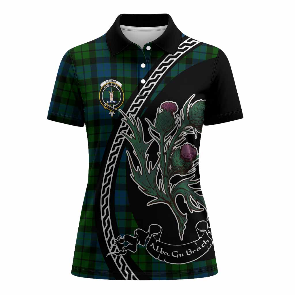 MacKay (McKay) Family Crest Tartan Women Polo Shirt Alba Thistle Inspired - Tartan Vibes Clothing