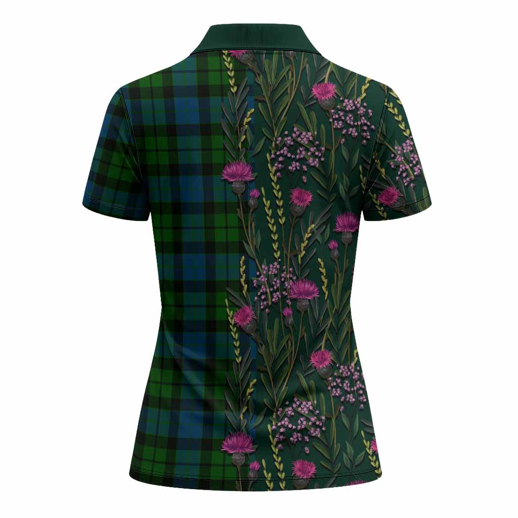 MacKay (McKay) Family Crest Tartan Women Polo Shirt Scottish Thistle Flower Pattern Half Style - Tartan Vibes Clothing