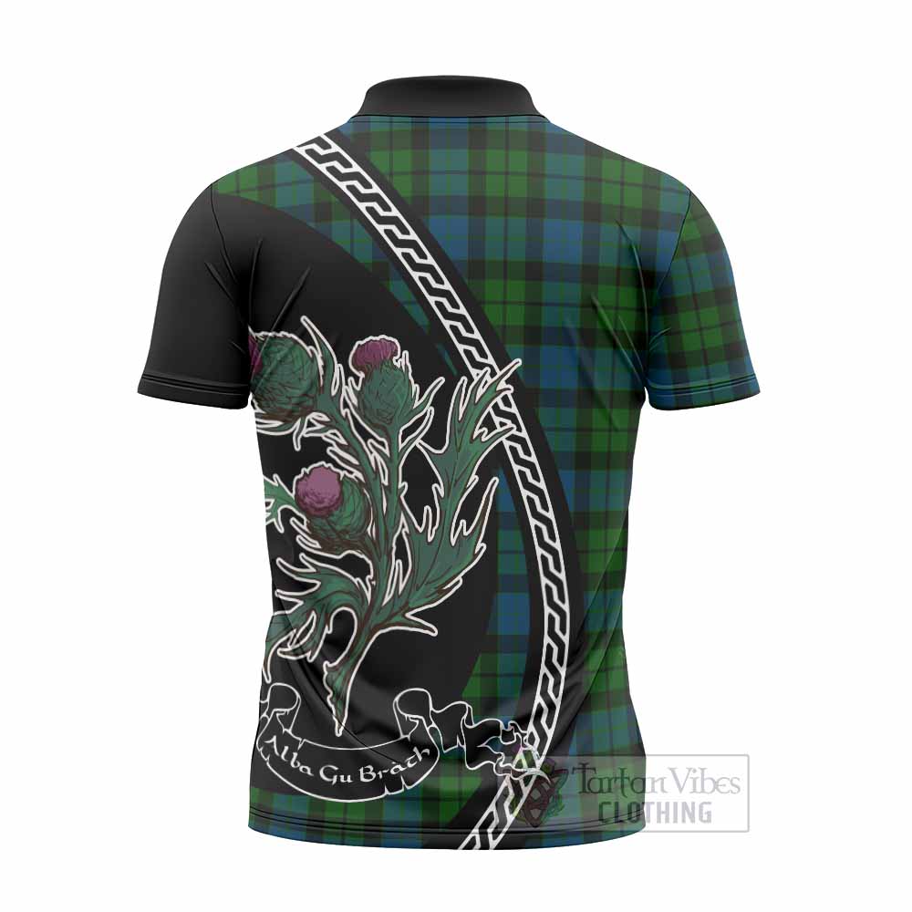 MacKay (McKay) Family Crest Tartan Zipper Polo Shirt Alba Thistle Inspired - Tartan Vibes Clothing