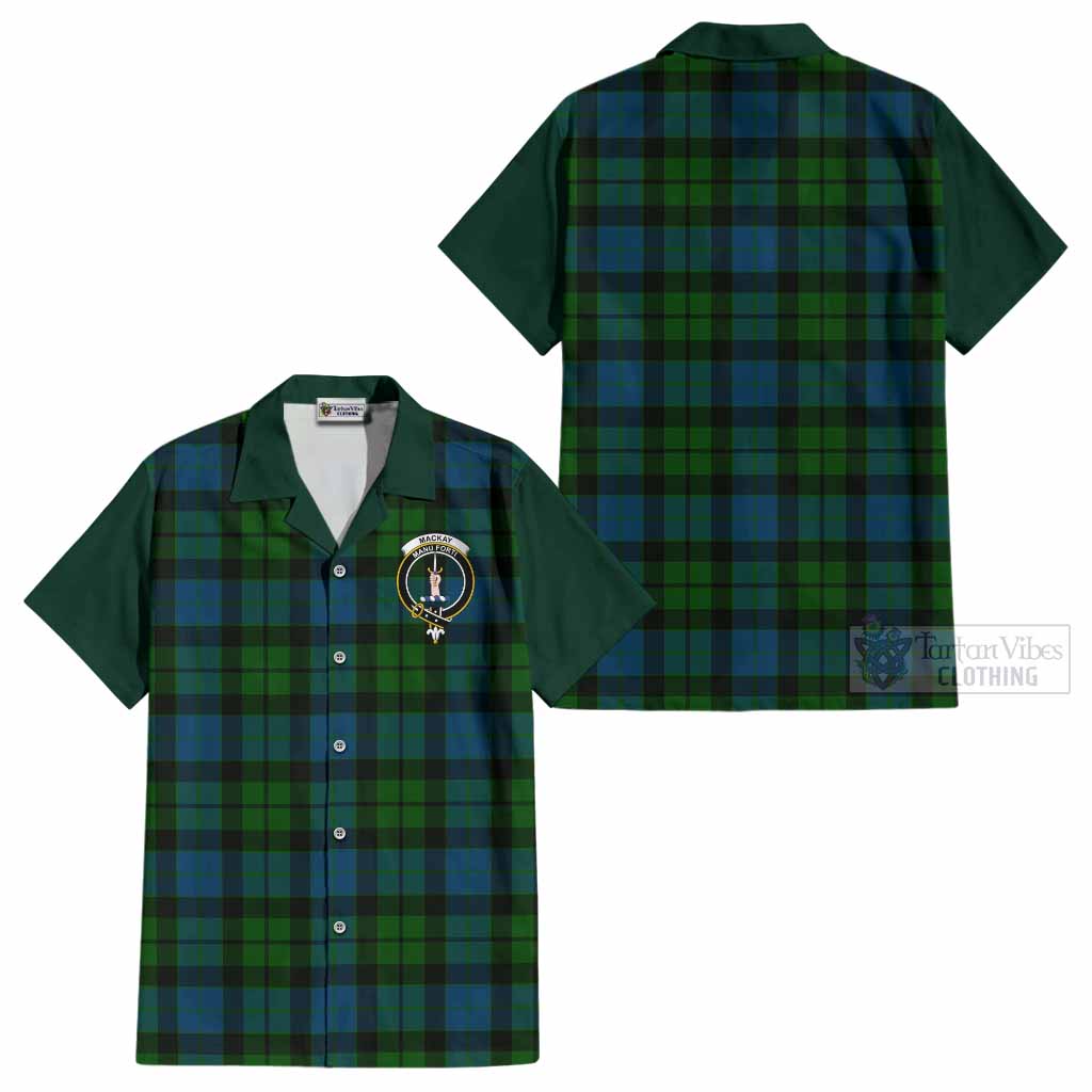 MacKay (McKay) Tartan Accent Cotton Hawaiian Shirt with Family Crest