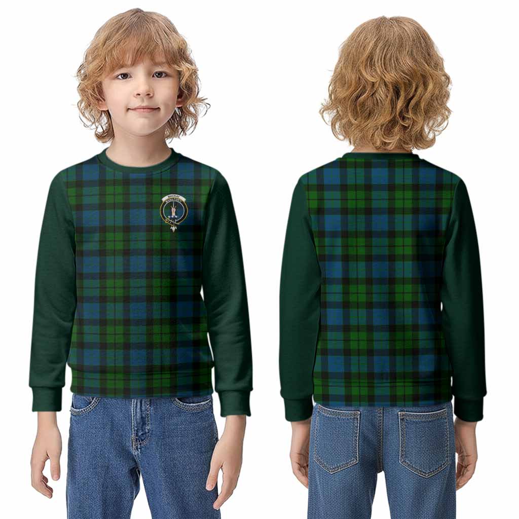 MacKay (McKay) Tartan Accent Kid Knitted Sweatshirt with Family Crest