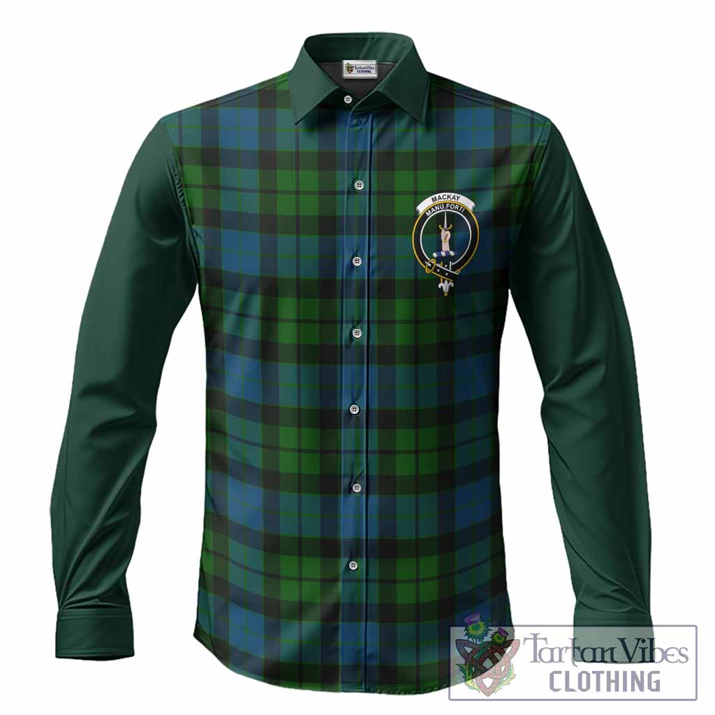MacKay (McKay) Tartan Accent Long Sleeve Button Shirts with Family Crest