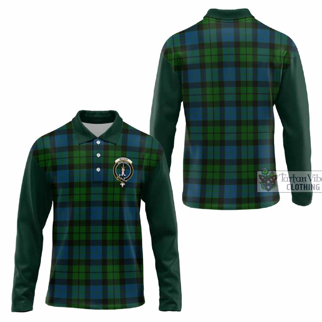 MacKay (McKay) Tartan Accent Long Sleeve Polo Shirt with Family Crest