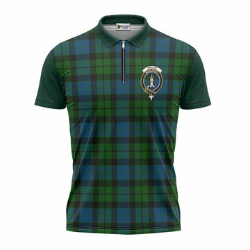 MacKay (McKay) Tartan Accent Zipper Polo Shirt with Family Crest
