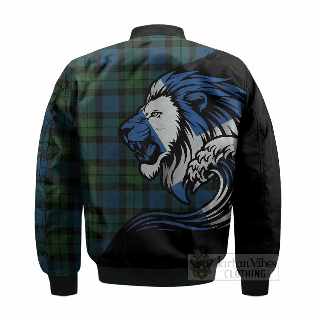 MacKay (McKay) Tartan Crest Bomber Jacket Scottish Golden Lions Wave Flow