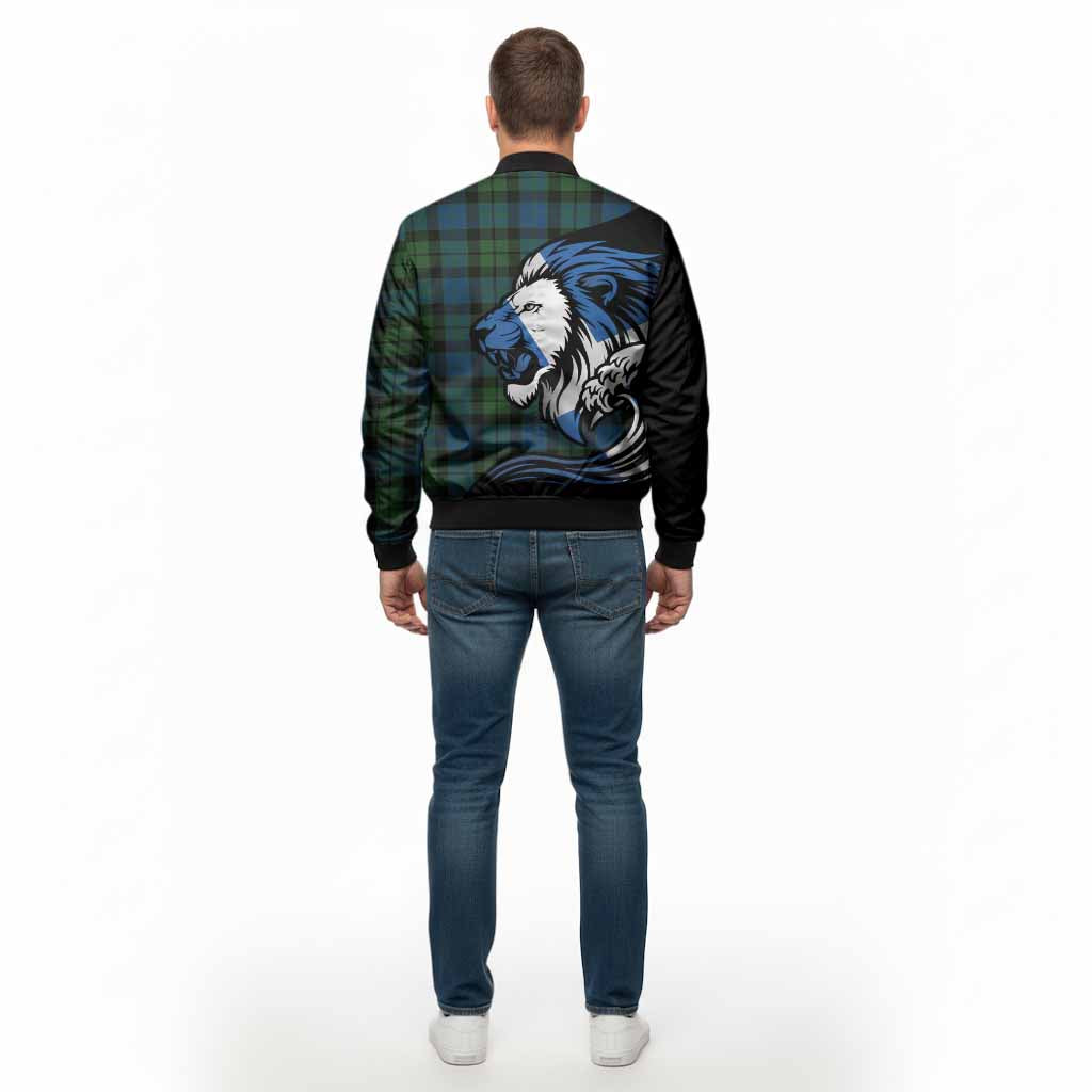 MacKay (McKay) Tartan Crest Bomber Jacket Scottish Golden Lions Wave Flow