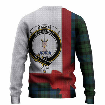 MacKay (McKay) Tartan Crest Christmas Christmas Ugly Sweater Highland Cow Bagpipes Coquette Bow Style