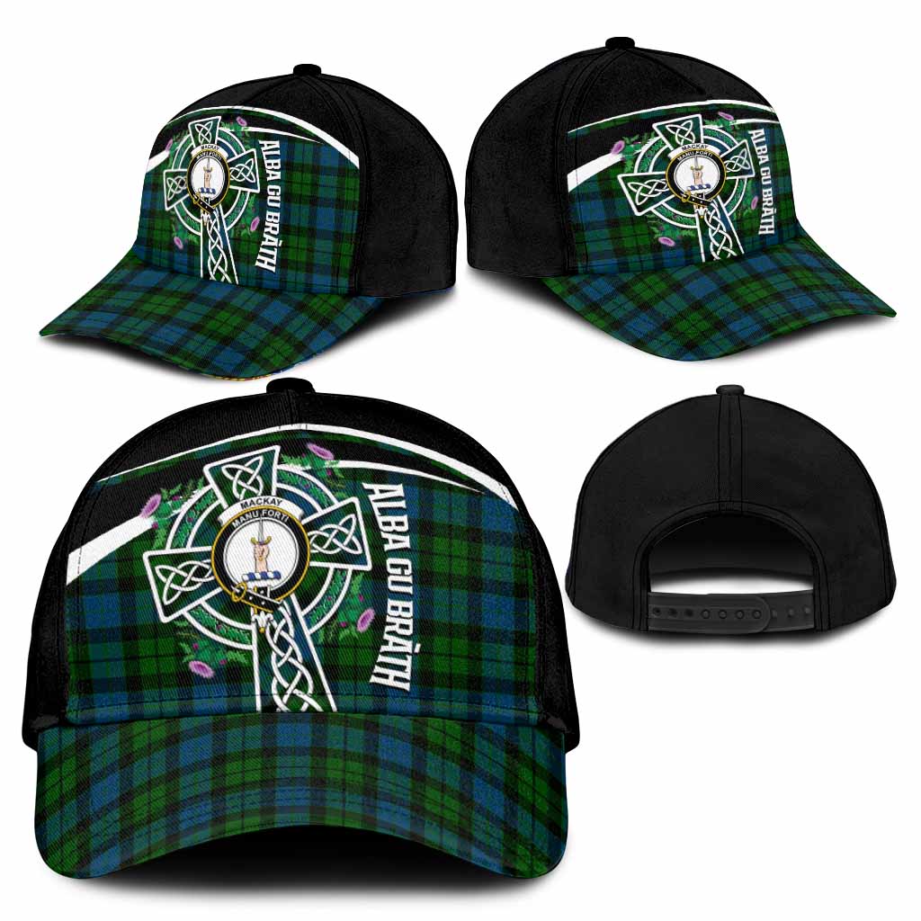 MacKay (McKay) Tartan Crest Classic Cap Scottish Thistle Celtic Cross Alba Gu Brath