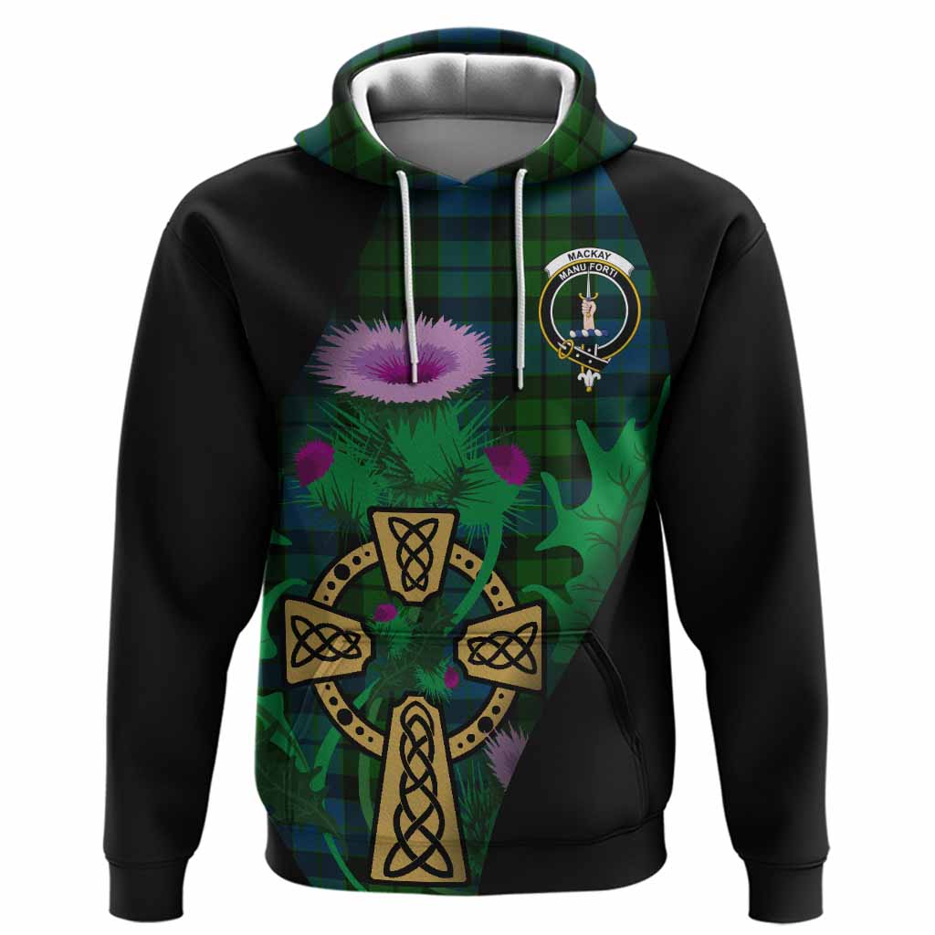 MacKay (McKay) Tartan Crest Hoodie Celtic Cross Thistle Flowers
