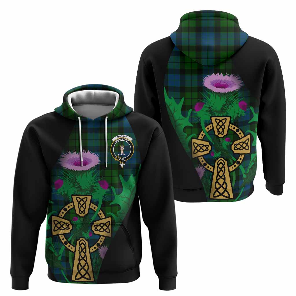MacKay (McKay) Tartan Crest Hoodie Celtic Cross Thistle Flowers