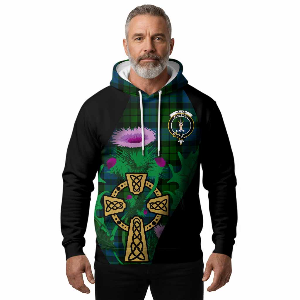MacKay (McKay) Tartan Crest Hoodie Celtic Cross Thistle Flowers