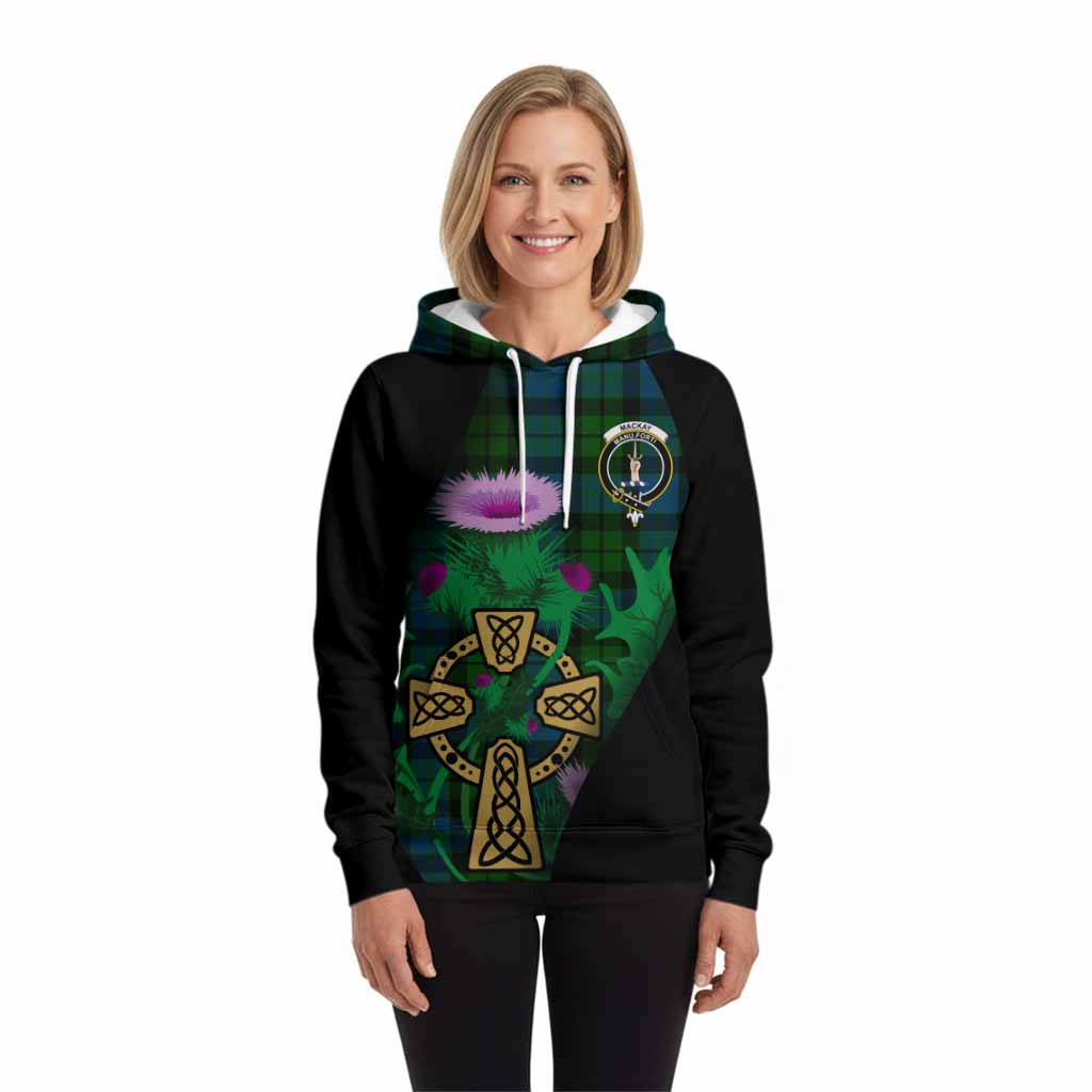 MacKay (McKay) Tartan Crest Hoodie Celtic Cross Thistle Flowers