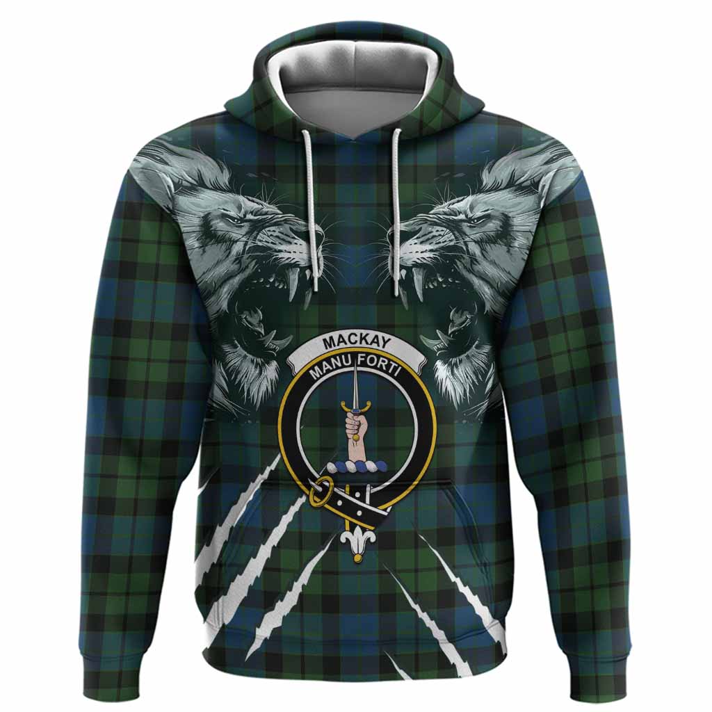 MacKay (McKay) Tartan Crest Hoodie Ferocious Lion Style